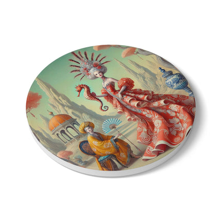 The Seahorse Court Ceramic Coaster