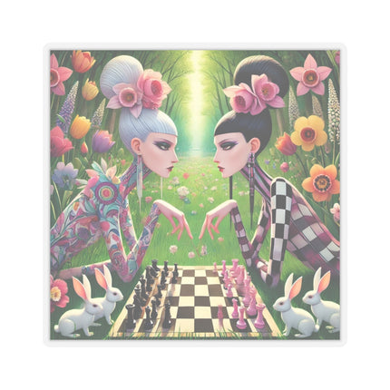 ♟️🌸 Spring Gambit: A Fairy’s Move Kiss-Cut Sticker – Whimsical Chess & Spring Magic