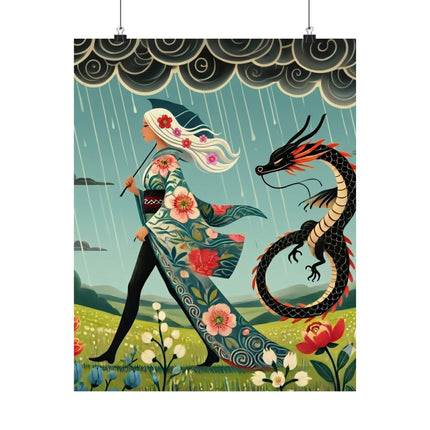 🐉🧚 The Dragon Fairy's Stride Matte Vertical Poster – Strength, Grace & Stormbound Magic