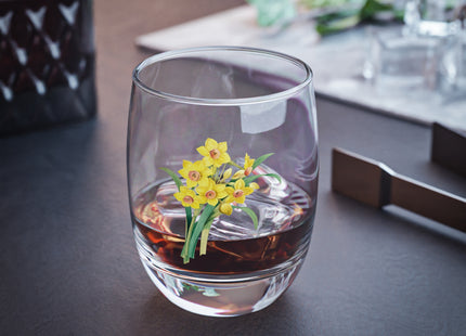 Chinese Sacred Lily botanical illustration by Pierre-Joseph Redouté Whiskey Glass
