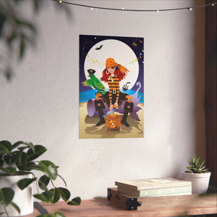 Moonlit Pirate Halloween Fine Art Posters