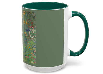 Farm Garden with Sunflowers by Gustav Klimt Colorful Mugs (11oz, 15oz)