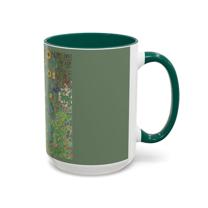 Farm Garden with Sunflowers by Gustav Klimt Colorful Mugs (11oz, 15oz)