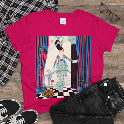 🌸🎭 The Lady Of The Garden Salon Cotton Tee – Art Deco Floral Elegance