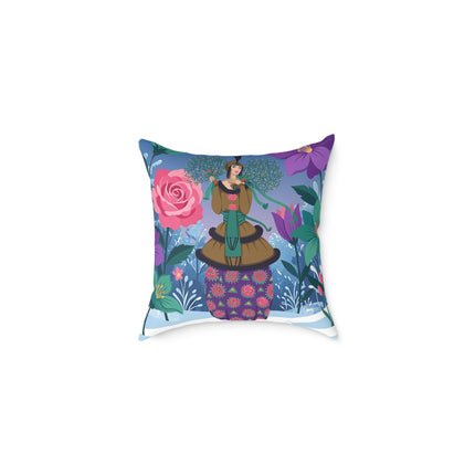 🌹❄️ The Holly Rose Of Winter Square Pillow – Art Deco Christmas Garden