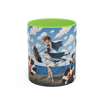 🌊🌼 The Windswept Seaside Promenade Colorful Mug – Art Deco Coastal Elegance