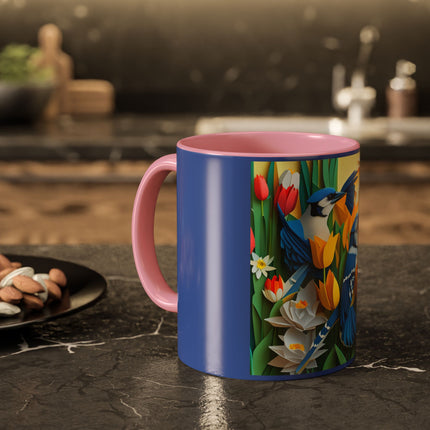 Blue Jays in a Spring Garden Colorful Mugs (11oz, 15oz)
