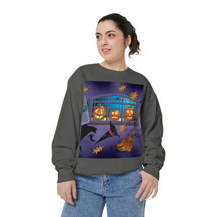 Whimsical Halloween Mischief Unisex Garment-Dyed Sweatshirt