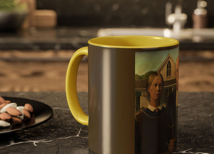 American Gothic by Grant Wood Colorful Mugs (11oz, 15oz)