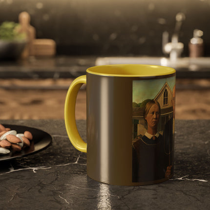 American Gothic by Grant Wood Colorful Mugs (11oz, 15oz)