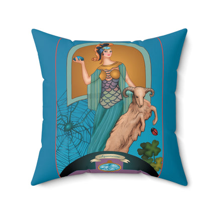 March & Aquamarine (Gem Series) by Sofia Chiostri Spun Polyester Square Pillow