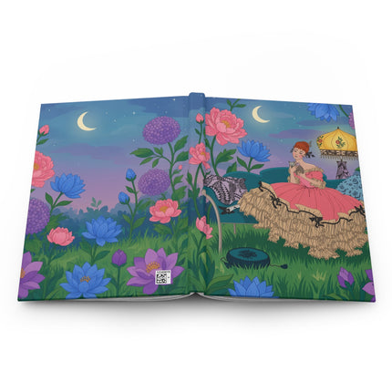 🌙🐈 The Lady Of The Moonlit Garden Hardcover Journal – Art Deco Fashion Illustration