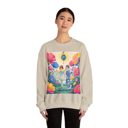 🌸🏮 The Lantern Garden Stroll Crewneck Sweatshirt – Art Deco Floral Whimsy
