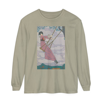 La balançoire by Georges Lepape Garment-dyed Long Sleeve T-Shirt