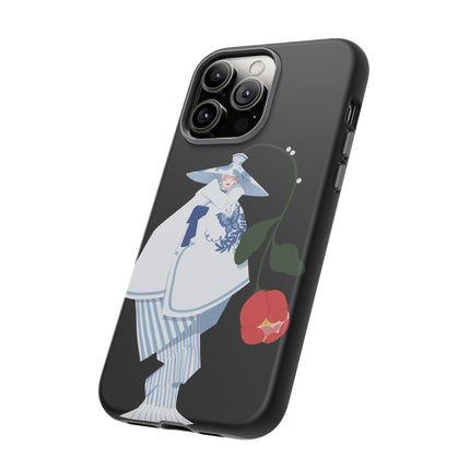 Blue & White Porcelain Geisha Phone Case – Elegant Mystery & Floral Grace