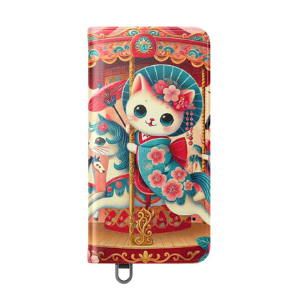 🎠🌸 Geisha Kitten's Enchanted Carousel Flip Case – Whimsical Dreams & Cherry Blossom Magic