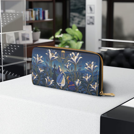 🌸💙 The Enchanted Blue Lily Courtship Wallet – Art Deco Floral Romance