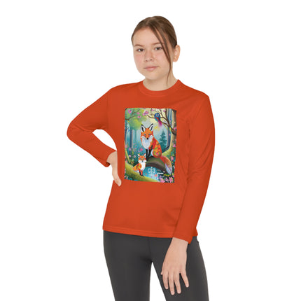 Mischievous Fox Youth Long Sleeve Competitor Tee – Woodland Fun & Storybook Adventure