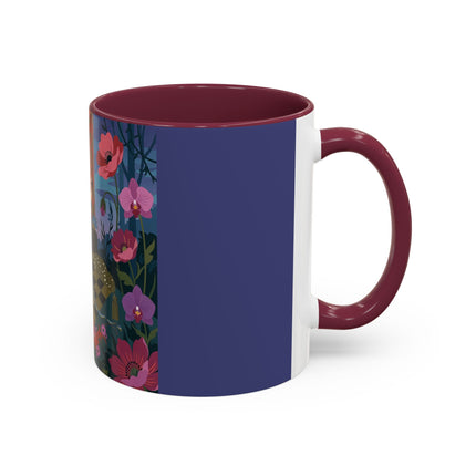 The Lady And The Midnight Birdcage Colorful Mugs – Art Deco Botanical Elegance
