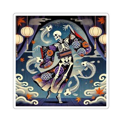 Skeleton Kabuki Performer Kiss-Cut Stickers (4 Sizes)
