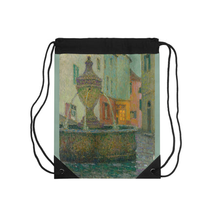 La Fontaine, Saint-Paul De Vence by Henri Le Sidaner Drawstring Bag