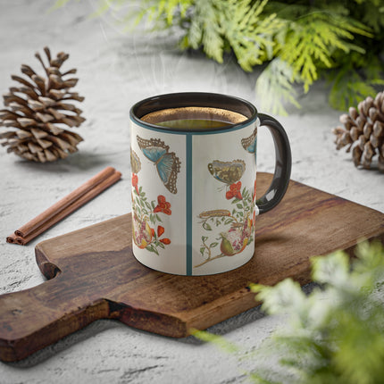 Blue Butterflies and Pomegranate by Maria Sibylla Merian Colorful Mugs, 11oz