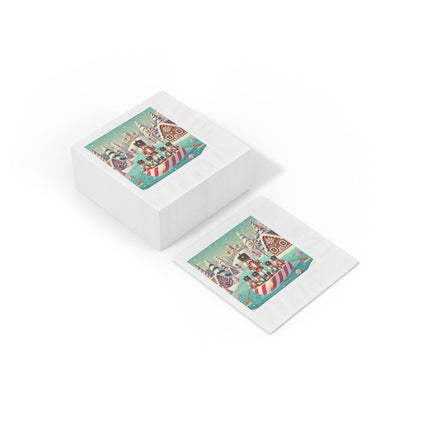 Nutcracker Candy-Striped Adventure White Coined Napkins