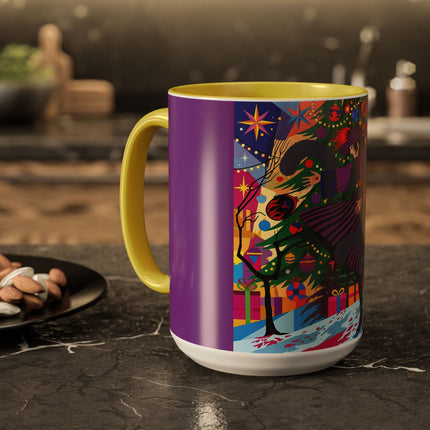 🎄✨ Christmas Among The Twinkling Trees Colorful Mug – Art Deco Holiday Fantasy