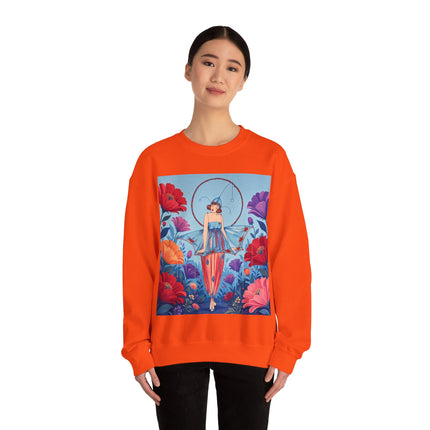 🎪🌺 The Flower Garden Harlequin Crewneck Sweatshirt – Art Deco Fashion Whimsy