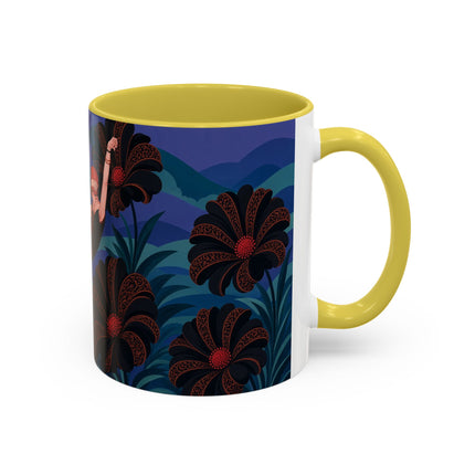 🖤🌺 The Midnight Floral Acrobat Colorful Mug – Art Deco Fashion Whimsy