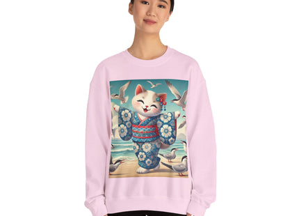 Geisha Kitten by the Seaside Heavy Blend™ Crewneck Sweatshirt