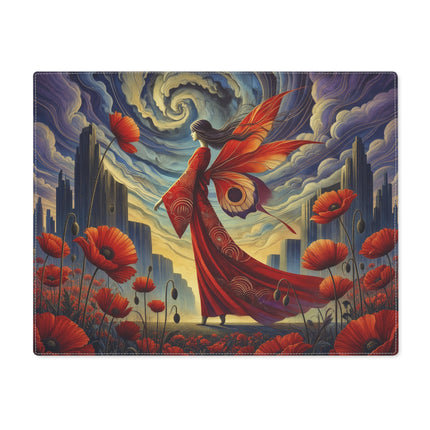 🌺🧚‍♀️ The Poppy Fairy in the Wind Placemat – Enchanted Scarlet Poppy Fantasy
