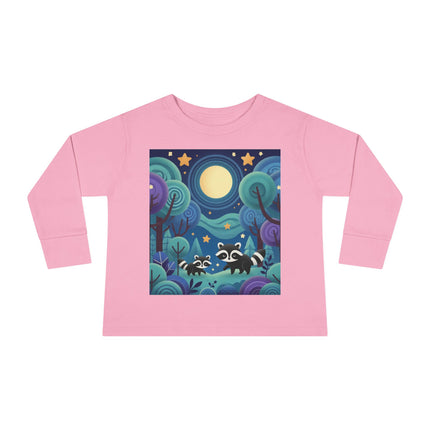 Enchanted Nighttime Raccoons Toddler Long Sleeve Tee