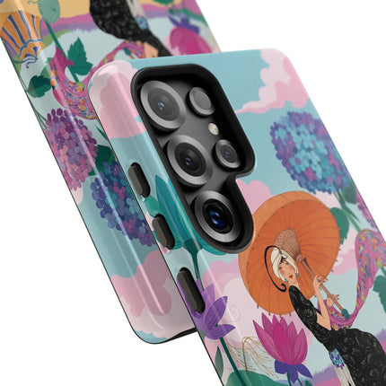 🌊☂️ The Lady Of The Flowered Seashore Phone Case – Art Deco Seaside Fashion