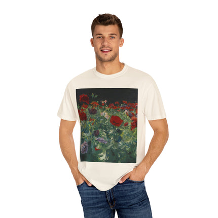 Poppies (A Study of Poppies for Carnation, Lily, Lily, Rose) by John Singer Sargent Unisex Garment-Dyed T-shirt