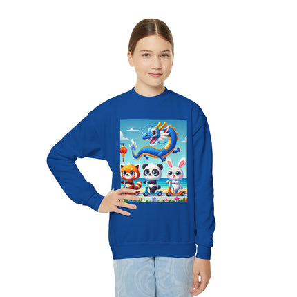 Seaside Scooter Friends Youth Crewneck Sweatshirt – Coastal Fun, Friendship & Playful Adventure
