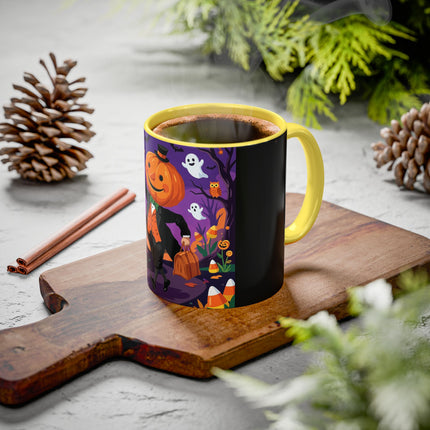 🎃🏮 The Pumpkin Gentleman's Moonlit Stroll Colorful Mug – Whimsical Halloween Charm