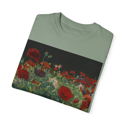 Poppies (A Study of Poppies for Carnation, Lily, Lily, Rose) by John Singer Sargent Unisex Garment-Dyed T-shirt