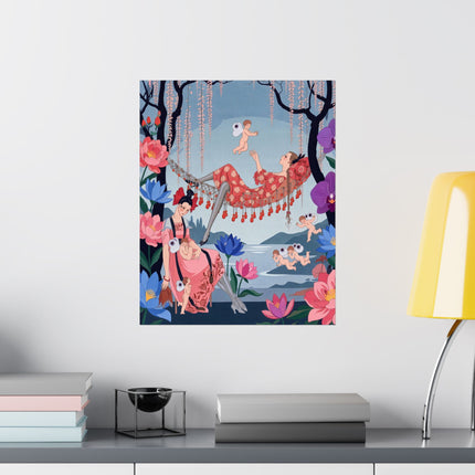 🪽🪷 The Garden Of Little Cupids Matte Vertical Poster – Art Deco Botanical Fantasy