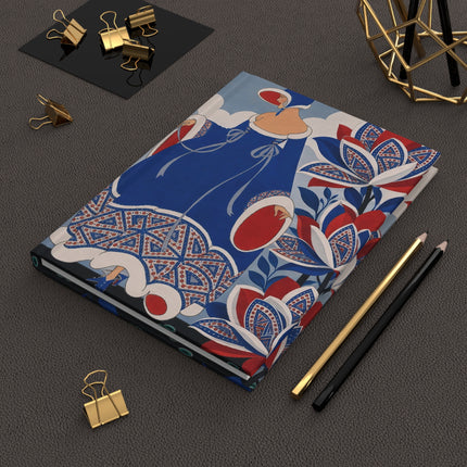 🌺💙 The Lady Of The Royal Blossom Garden Hardcover Journal – Art Deco Floral Elegance