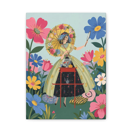 🌸🪞 The Floral Parasol Reflection Placemat – Art Deco Garden Fantasy