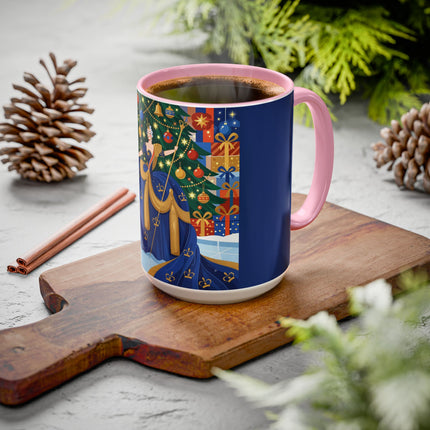 👑🎄 The Christmas Queen Of Golden Bells Colorful Mug – Art Deco Holiday Elegance