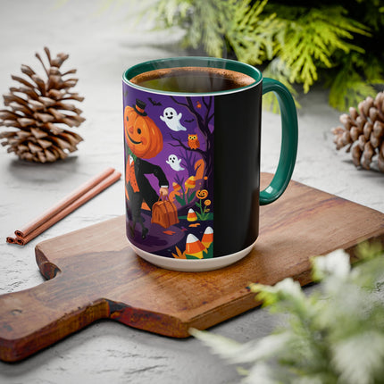 🎃🏮 The Pumpkin Gentleman's Moonlit Stroll Colorful Mug – Whimsical Halloween Charm