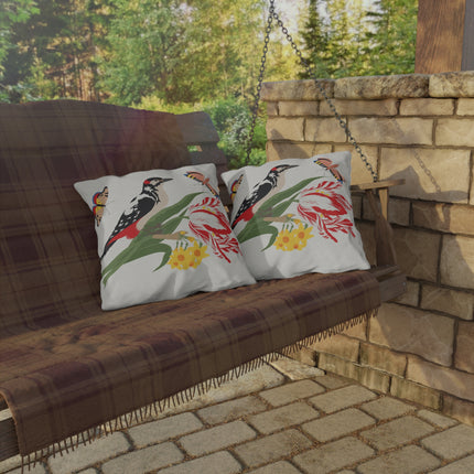 Woodpecker & Tulip Outdoor Pillows – Vibrant Spring & Bold Beauty