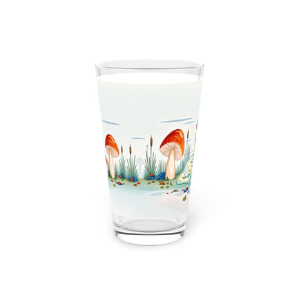 🧚🍄 The Fairy Of The Scarlet Mushrooms Pint Glass – Art Deco Woodland Fantasy
