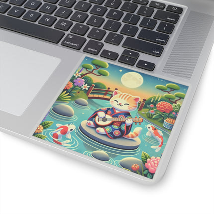 Melodic Kitten by the Koi Pond Kiss-Cut Stickers (4 Sizes)