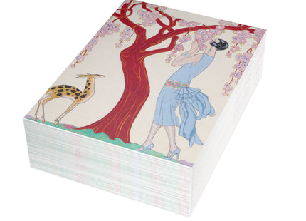 Woman, Fawn, and Red Tree by George Barbier Postcards (envelopes included) - Bundles of 10, 30, 50 Pieces
