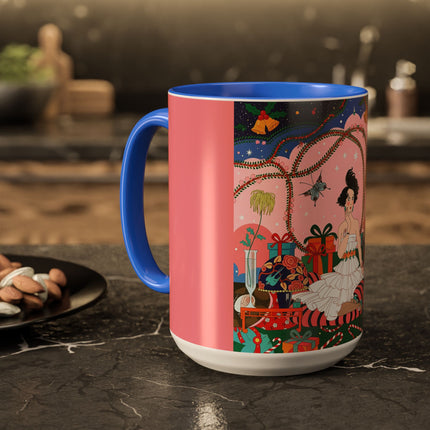 🎀🎄 Christmas Morning In The Rose Parlor Colorful Mug – Art Deco Holiday Fantasy