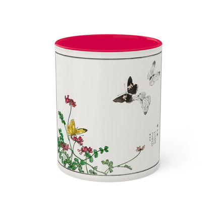 Butterflies and flower illustration by Morimoto Toko Colorful Mugs, 11oz