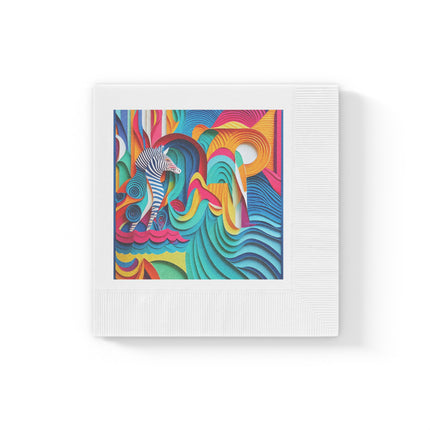 Surfing Zebra White Coined Napkins